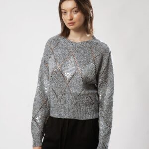 CA2404 Sweater  de lana rombos y lentejuelas EMMA