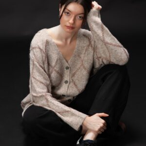 CA2459 Cardigan De Rombos Con Brillo FIRE
